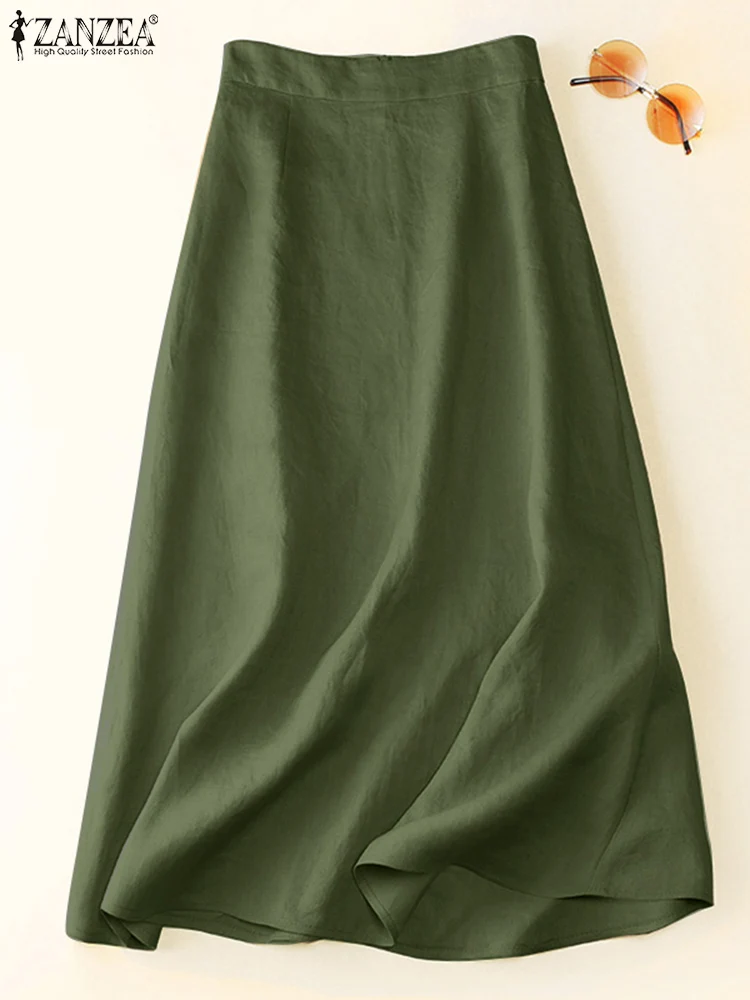 

Юбка ZANZEA Женская длинная трапециевидная, модный винтажный свободный сарафан на молнии с завышенной талией, большие размеры, на лето