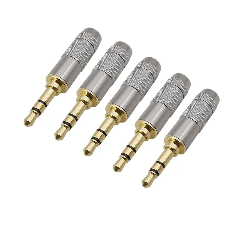 5 шт. позолоченный 3,5 мм 3-полюсный Штекерный разъем, стерео аудио кабель для наушников, ремонт «сделай сам», разъемы Aux TRS типа для пайки