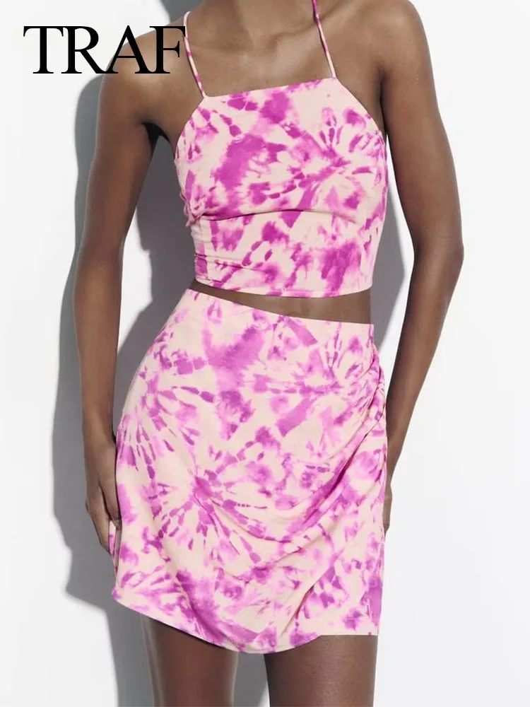 

Женский комплект из топа и юбки-брюк, без рукавов