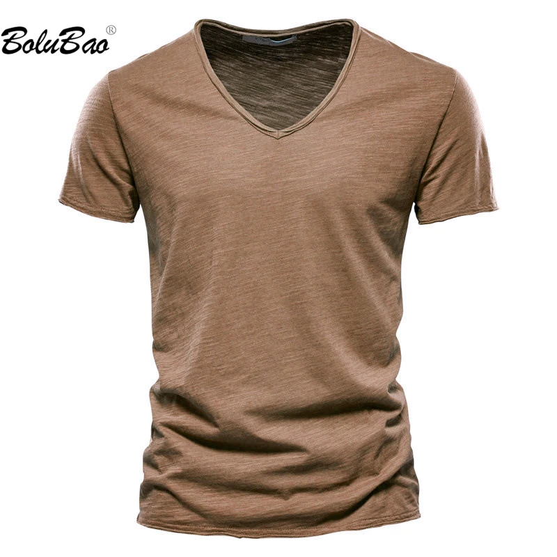 

BOLUBAO 2023 Повседневная мужская футболка из чистого хлопка, дышащая, с вырезом лодочкой, тонкая, с коротким рукавом, высокое качество, Мужская футболка