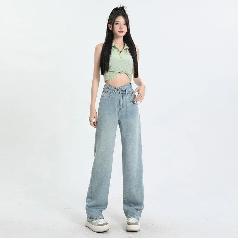 Real time photos of jeans women's blue spring and summer pants college style fashionable and versatile spicy girls retro ice sil
