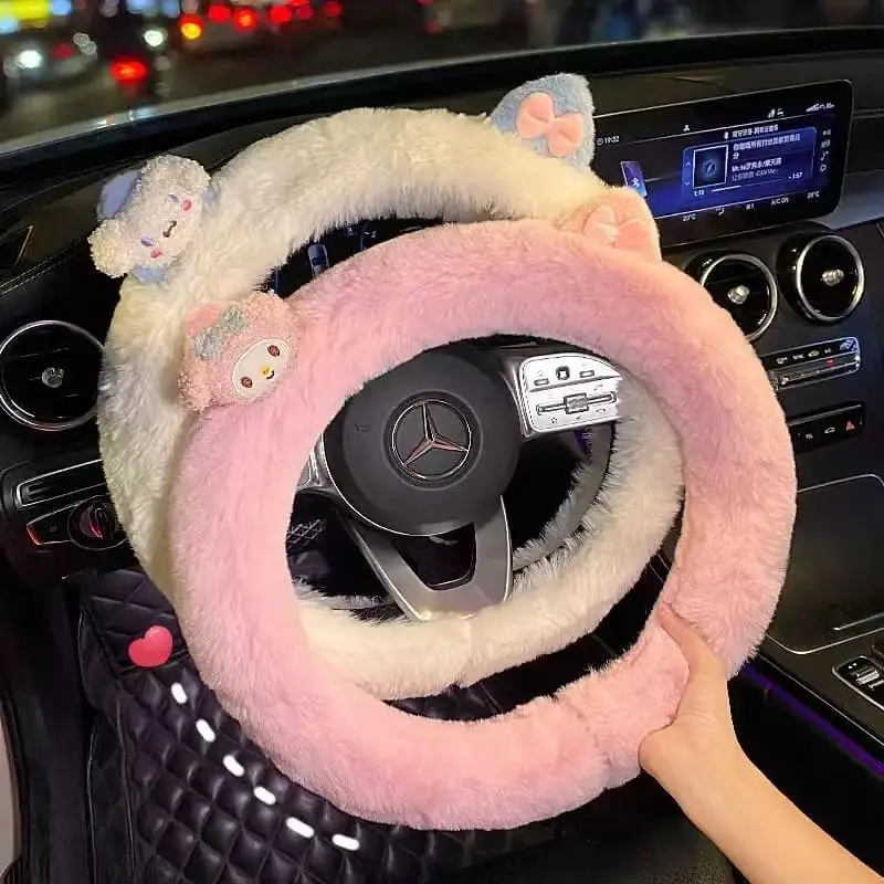 

Украшение для автомобиля Sanrio из аниме, чехол на колесо, мой мелодия, Коричный, Hello Kitty Kuromi, плюшевый мягкий мультяшный милый автомобиль
