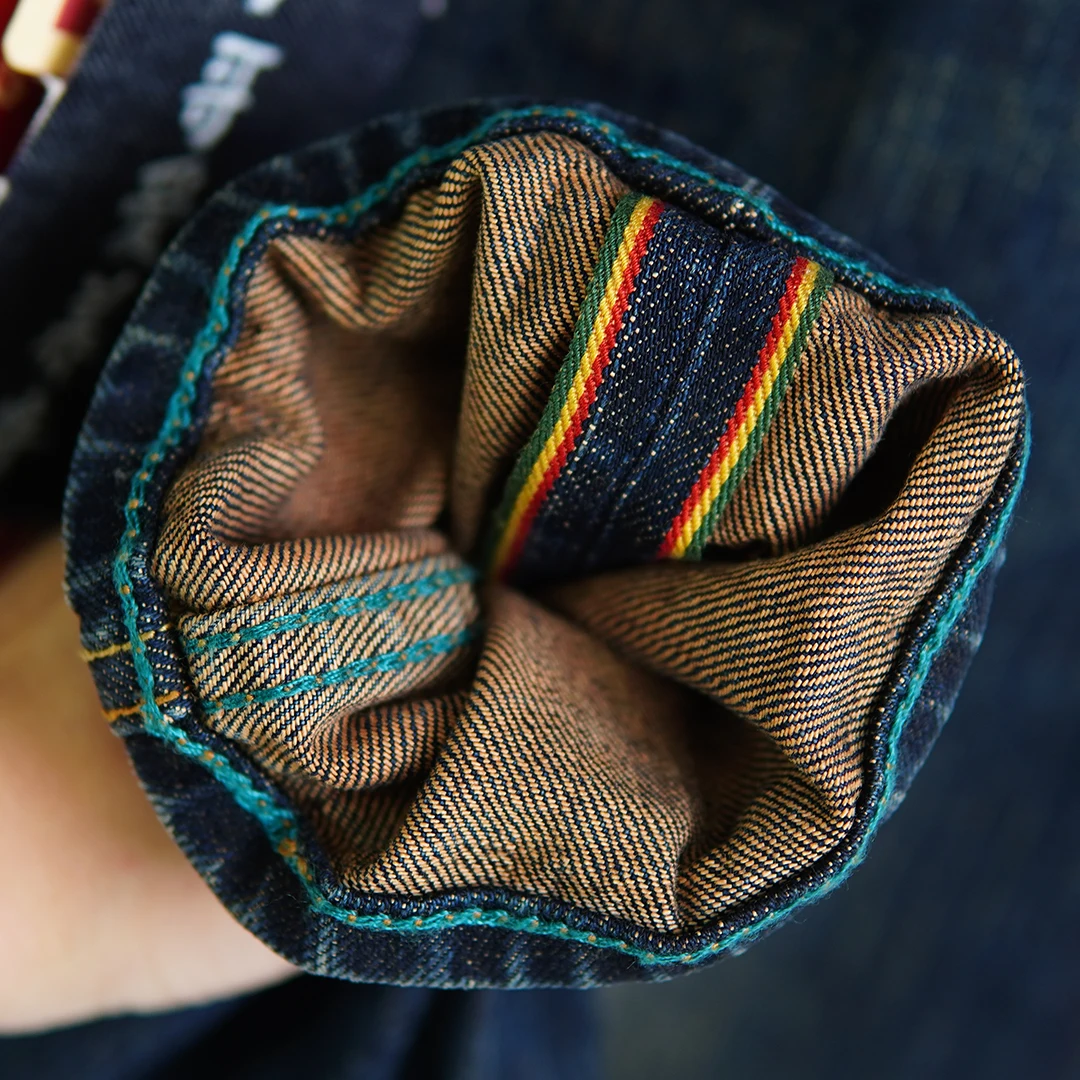 Красные винтажные джинсы 15 унций с узором для мужчин весенние Стрейчевые