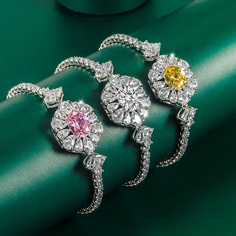 

New Multicolor Flower Zircon Bracelet Ladies Ladies Fashion Tennis Bracelet Wedding Jewelry Girl Christmas Gift
