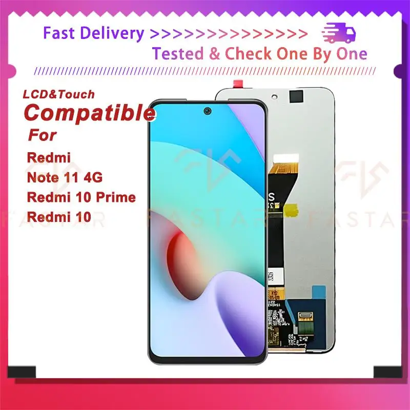 6 5 &quotоригинал для Xiaomi Redmi 10/10 Prime Note 11 4G ЖК-дисплей с сенсорным дигитайзером в сборе