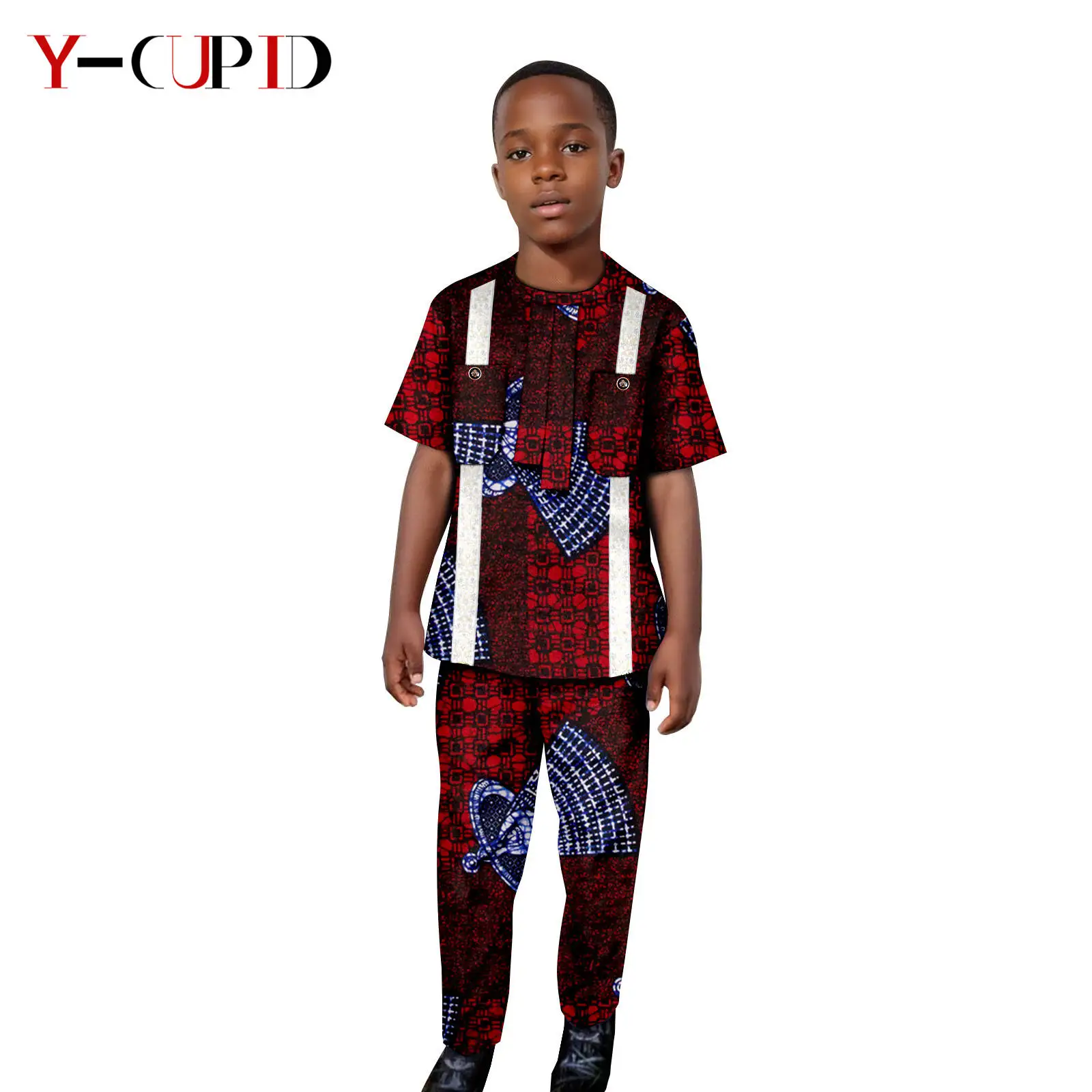 Африканская одежда Dashiki для детей лоскутный топ с принтом комплекты рубашек и