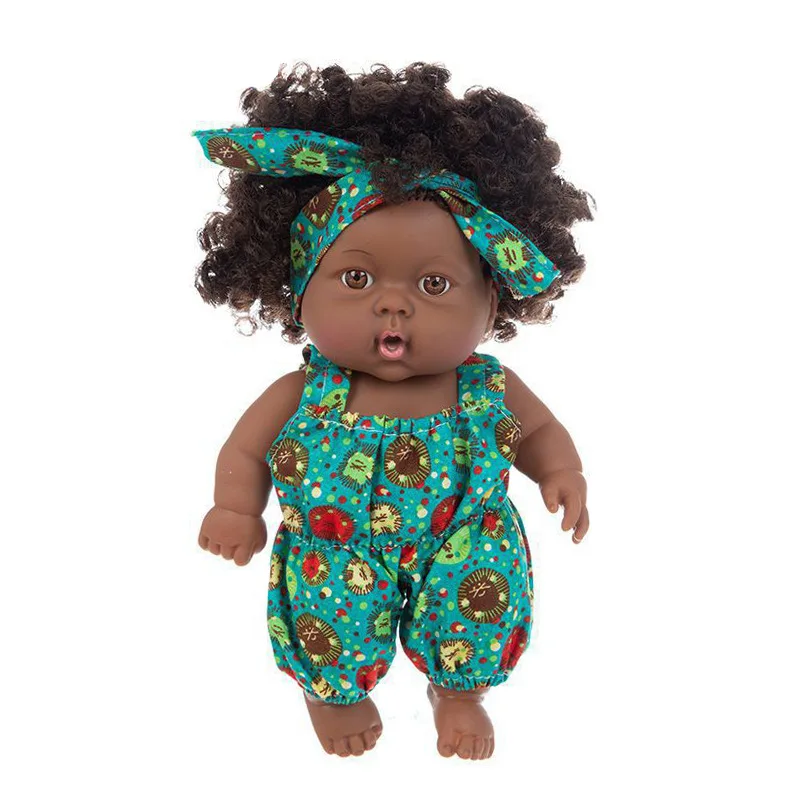 

Reborn Dolls 8-inch African Black Doll Cute Doll Enamel Lifelike Soft Glue Imitation Doll Children's Toy Birthday Gift