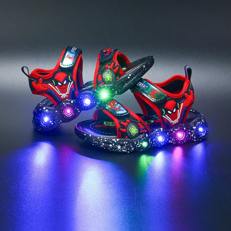 

2023 Disney Spiderman LED Shoes Fashion Baby Boot Boys Girls Sneakers Glowing Luminous Cartoon Kids Shoes Lighted Sandals Toys