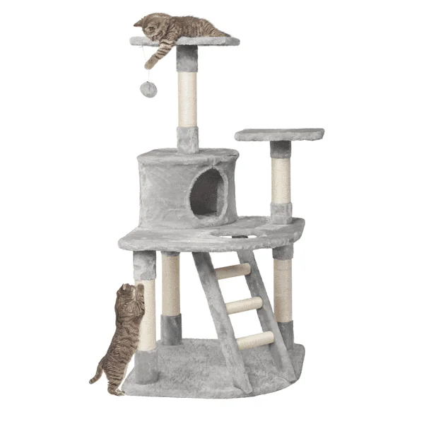 

48" Cat Tree with Condo and Scratching Post Tower, Gray