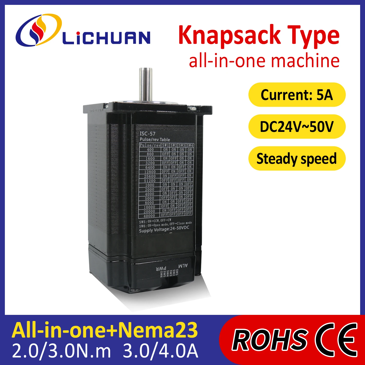 36V3A/4A 2/3N.m Шаговый двигатель Встроенный 2-фазный Nema23 OpenLoop драйвер шагового