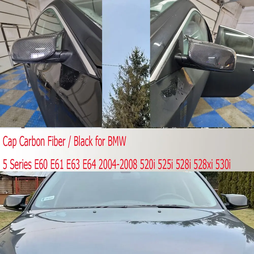 Rearview Mirror Cover Cap Carbon Fiber / Black for BMW 5 Series E60 E61 E63 E64 2004-2008 520i 525i 528i 528xi 530i |