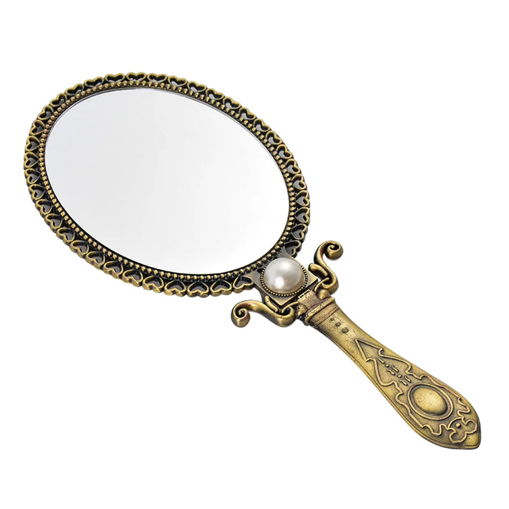 

Mirror Hand Vintage Handheld Makeup Retro Mirrors Handle Portable Cute Oval Personal Held Vanity Travel Metal Magnifying Bulk