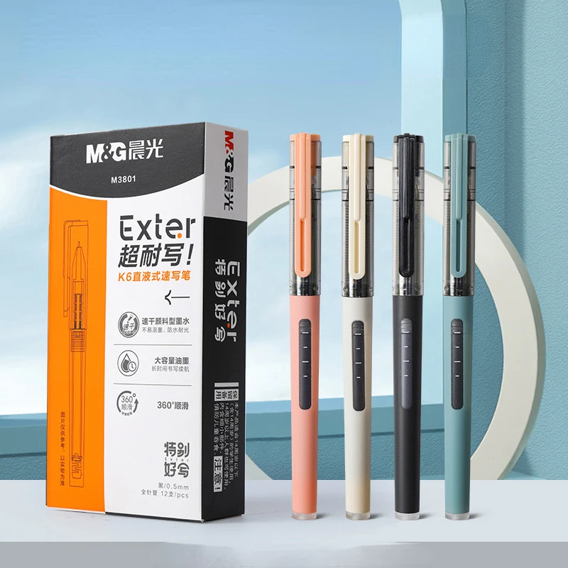 

12pcs/box ARPM3801 Is Particularly Easy Write Straight-liquid Pen Quick-drying Black Needle Tube 0.5 Student Signature Refill
