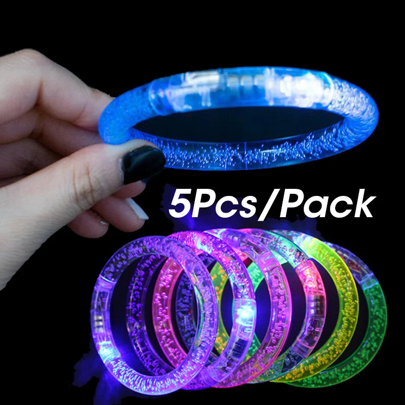 

5Pcs Luminous Bracelets LED Glowing Bracelets Glowing In The Dark Random Luminous Bangle Bracelets Light Up Toys Party Supplies