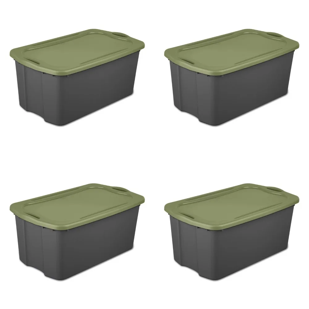 

Sterilite 30 Gal. EZ Carry Plastic, Flat Gray/Sage Legume, Set of 4