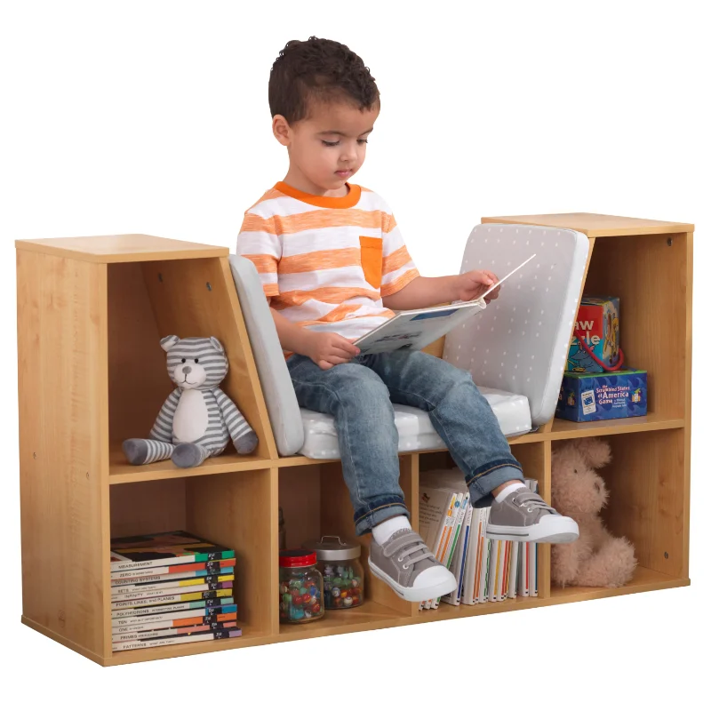 

KidKraft Bookcase with Reading Nook, 6 Shelves, Natural