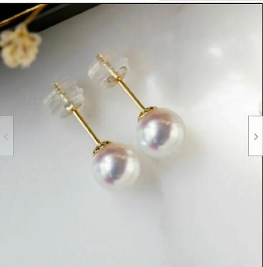 

AAA + + perfect round 6-7mm white pearl Akoya pearl earrings pure 14k Gold