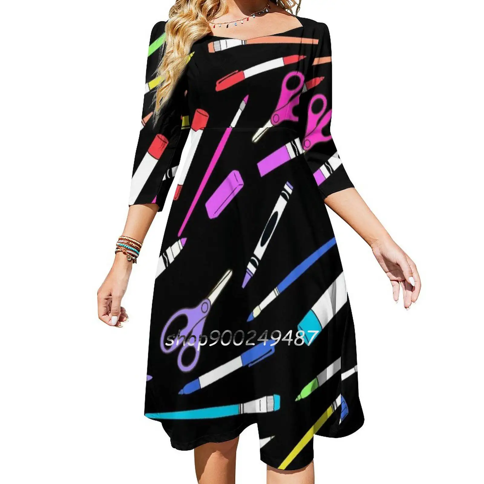 Женское платье с квадратным вырезом милое элегантное в Корейском стиле |