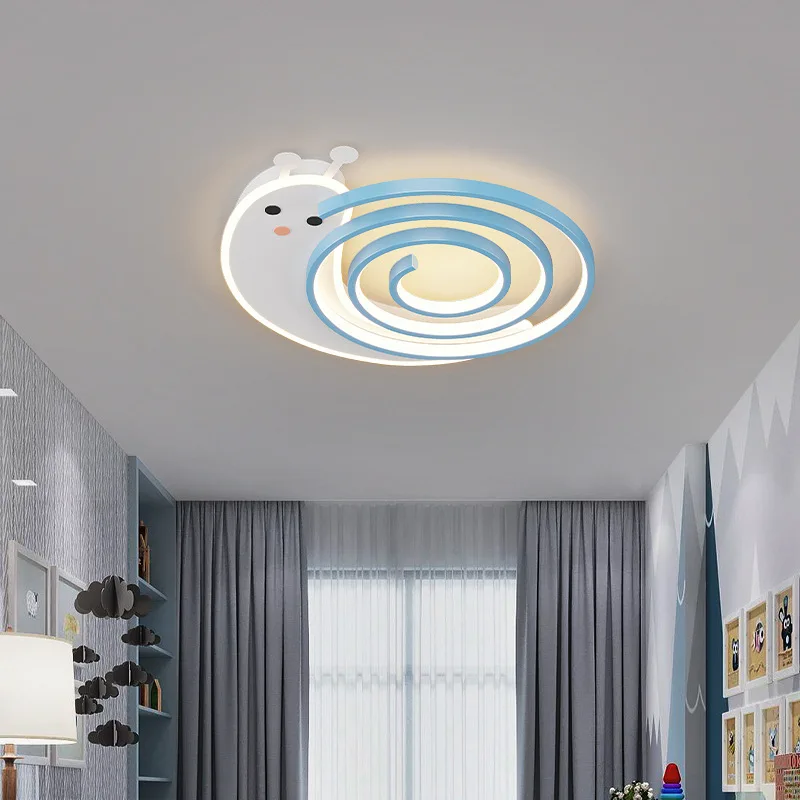 

Children Nordic Luxury Creative Cartoon Snail Ceiling Lamp Warm Art Boy Girl Bedroom Study Baby Room LED Adjustable Light Source
