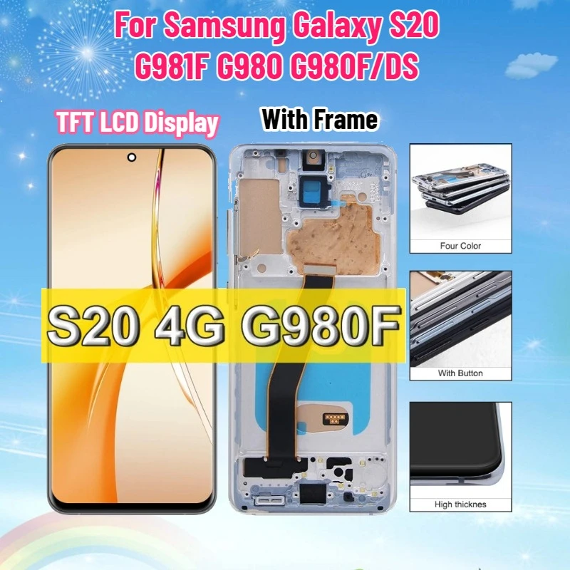 Фото TFT LCD-дисплей для Samsung Galaxy S20 G981F G980 G980F/DS, сенсорный экран в сборе с рамкой, замена дисплея №1