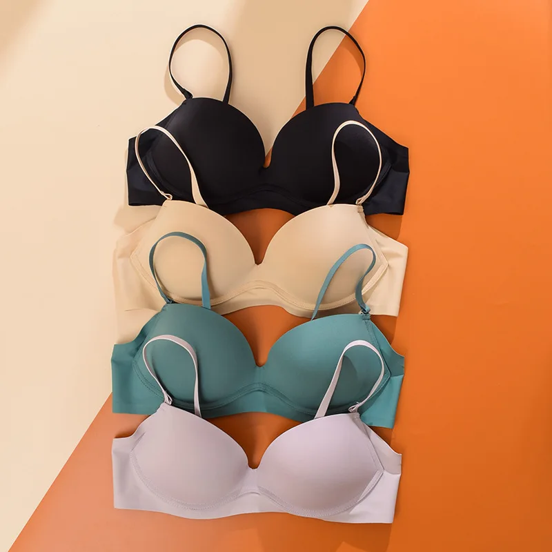 

Wasteheart New for Women Green Black Wireless Sexy Bras One-Piece Bras Bralette Underwear Seamless Push Up Female Bras A B C