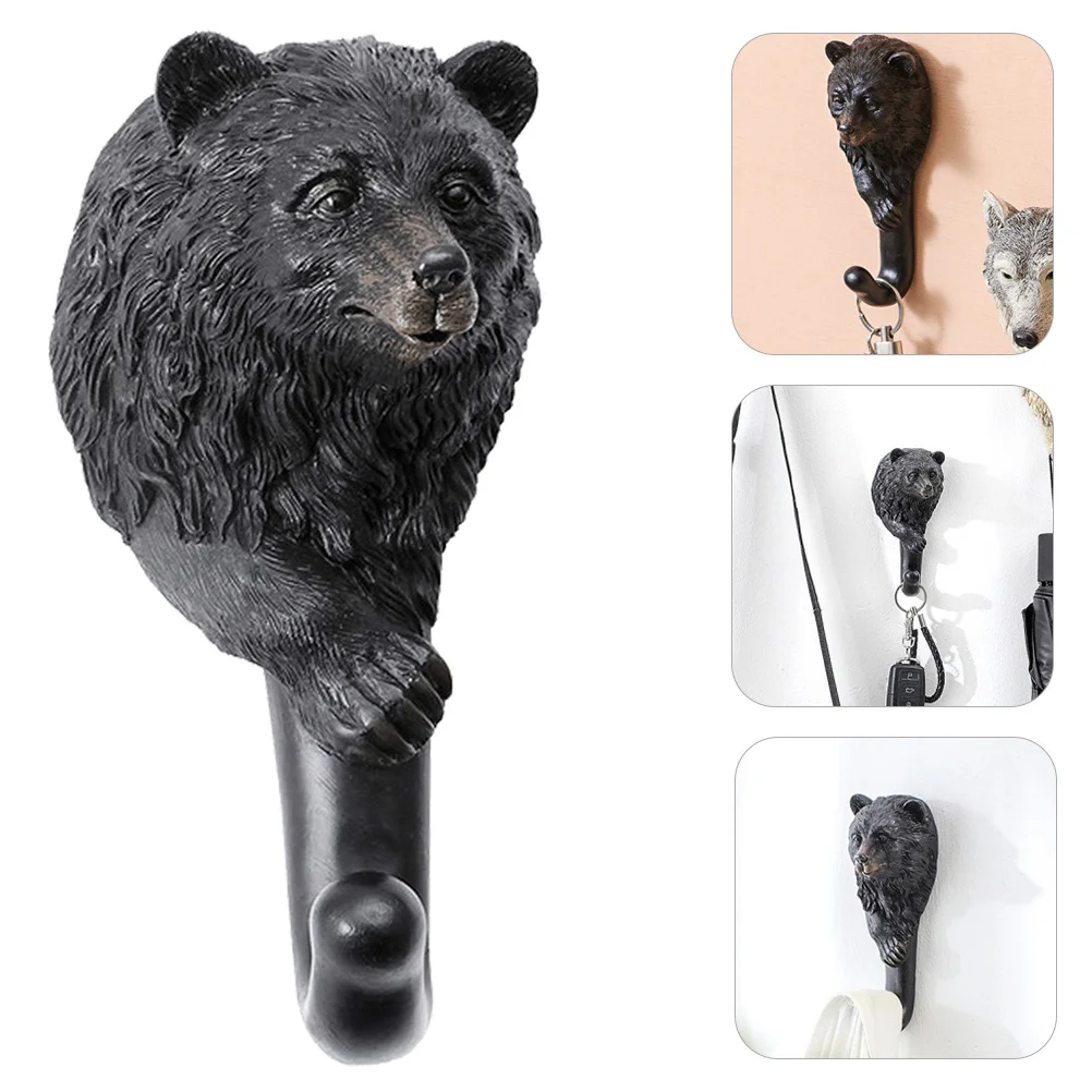 

Hook Head Wall Hanger Single Coathooks Animal Decorative Hat Towelvintage Shaped Key Wolf Hanging Robe Wild Resin Garage Decor