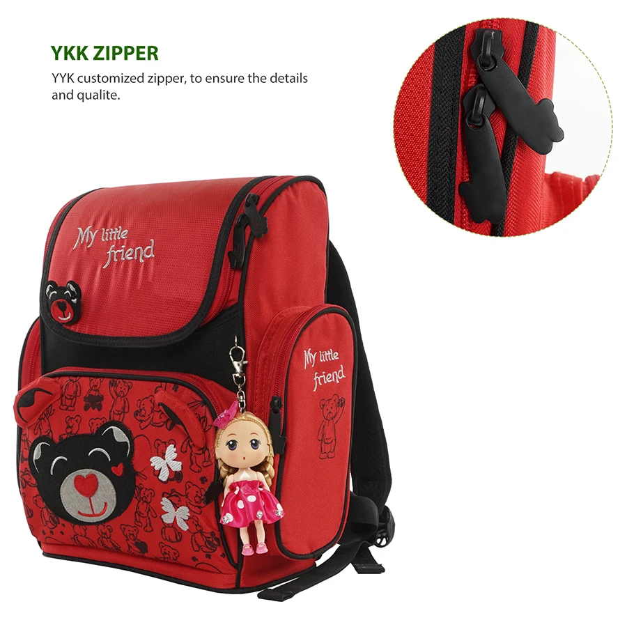 Kids Cartoon Bear 1-002 School Bags for Girls Primary Orthopedics School Backpack Children's Red Schoolbag Mochila Escolar