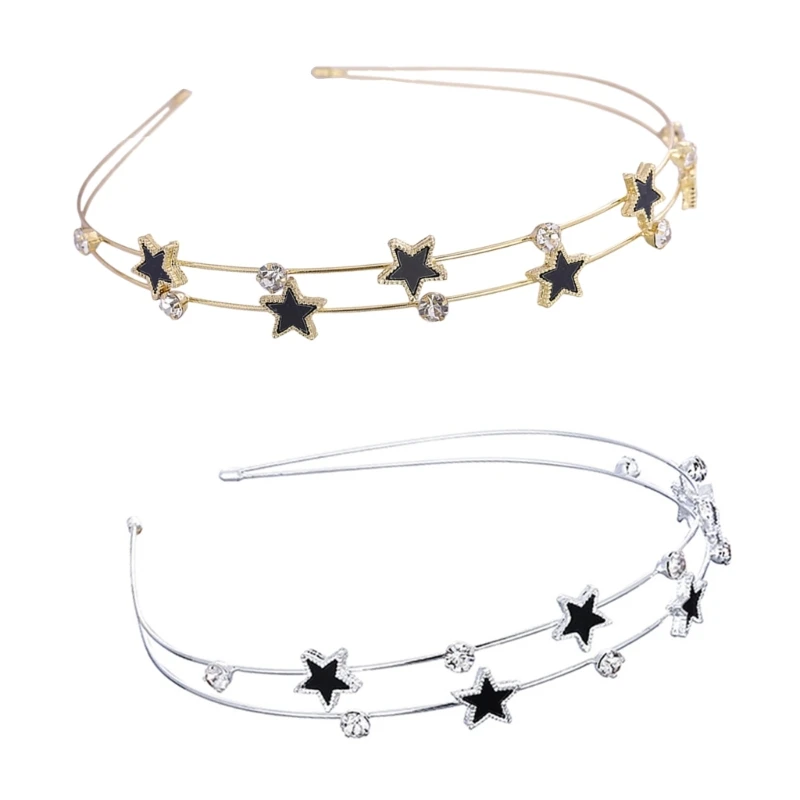 

Moon Star Headband Butterfly Headband Wedding Bridal Headband Metal Five Pointed Star Headpiece Bride Tiaras