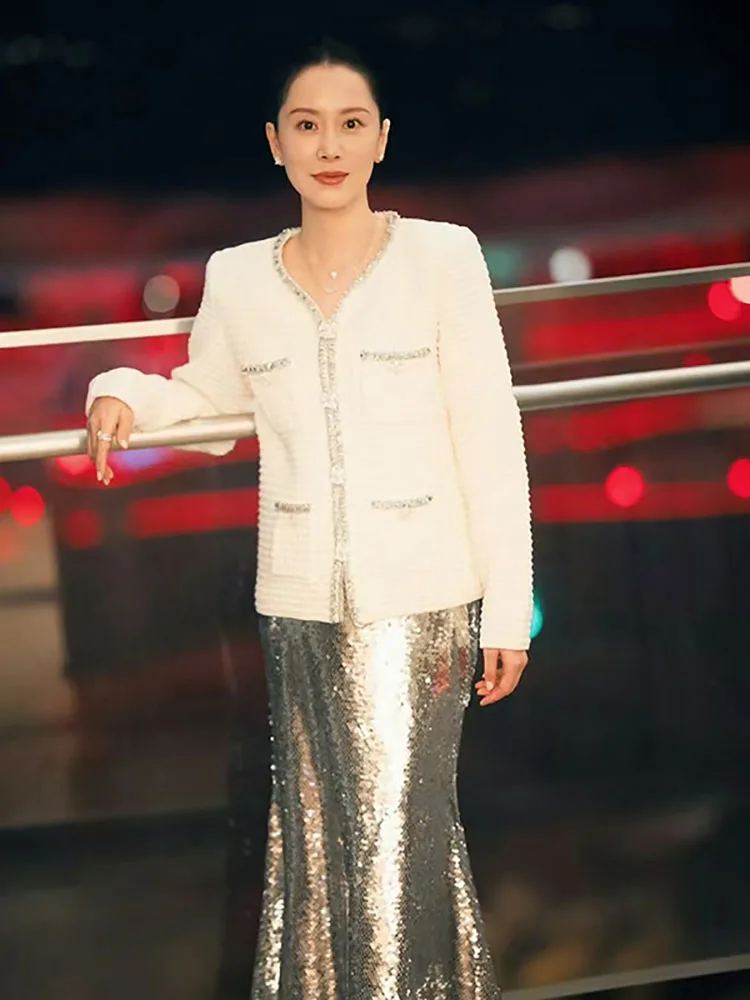 Ранняя весна 2025 г. женский вязаный кардиган цвета слоновой кости с вафельным