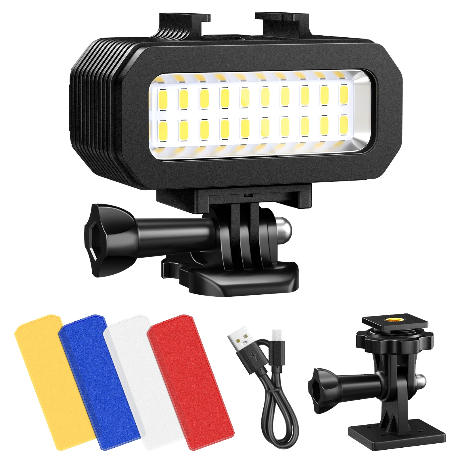 

Neewer WP11 Waterproof LED Light,IPX8 131ft/40m Underwater Video Fill Night Light Dimmable with 4 Color Filters/Built-in Battery