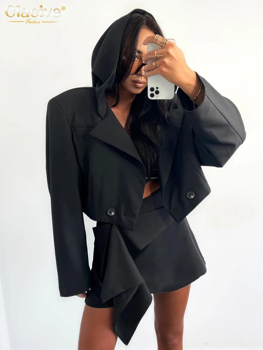 Модные свободные черные юбки Clacive комплекты из 2 предметов элегантный