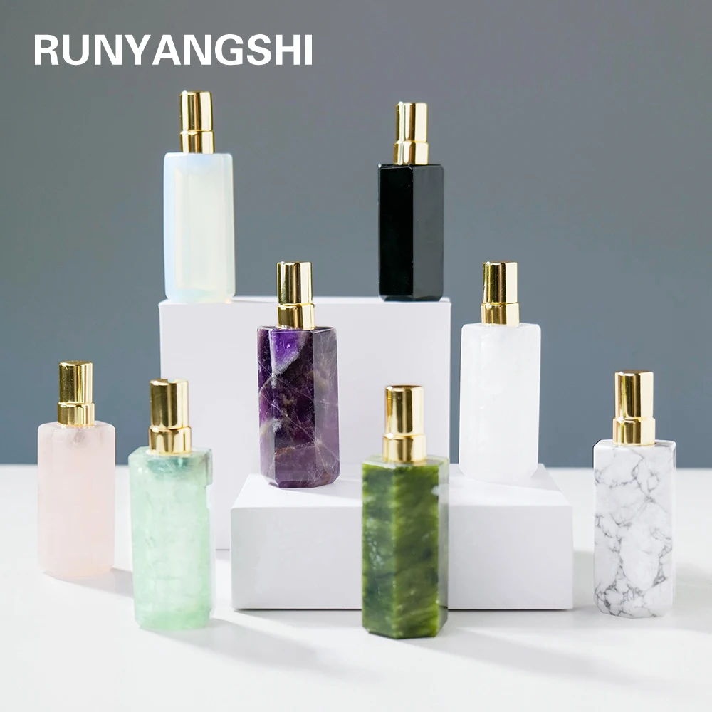 

1pc Natural Crystals Gem Amethyst Perfume Bottle With Rose Quartz Women Perfume Bottle High Quality Reiki Healing Stones