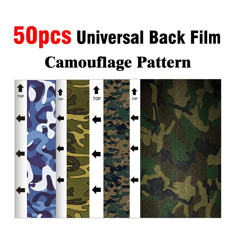 

50Pcs 3D Camouflage Pattern Back Film For Phone Back Cover Protector Universal Frosted Hydrogel PVC Membrane For Cutting Machine