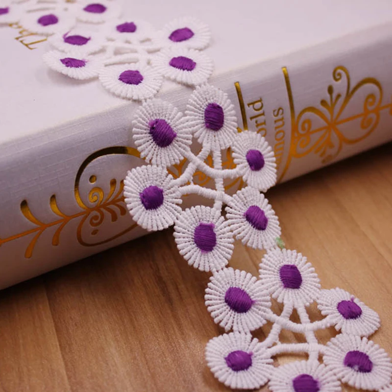 

Кружевная отделка из полиэстера, Цветочная вышивка, детская одежда, головной убор, аксессуары, свадебное платье, украшение для дома, 55 мм, 0,9 ...