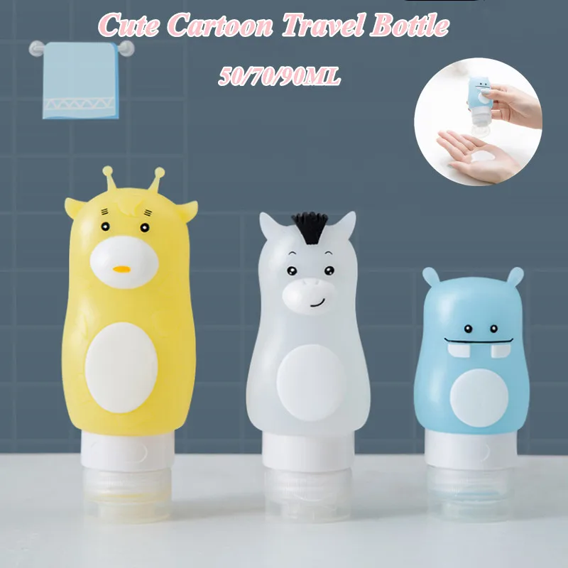 

3Pcs 50/70/90ML Bottling Suit Travel Lotion Bottle Cute Portable Silicone Bottle Shower Gel Shampoo Press Bottle Skin Care Tool