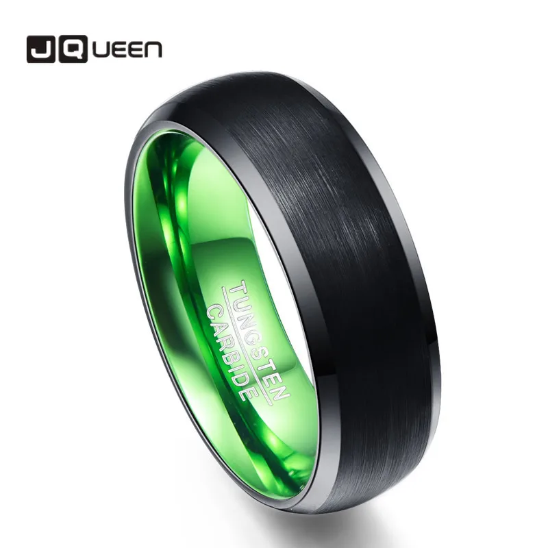 

JQUEEN 8mm Width 3.0mm Thick Men's Party Ring Black Dome Frosted Surface Tungsten Carbide Steel Ring For Men