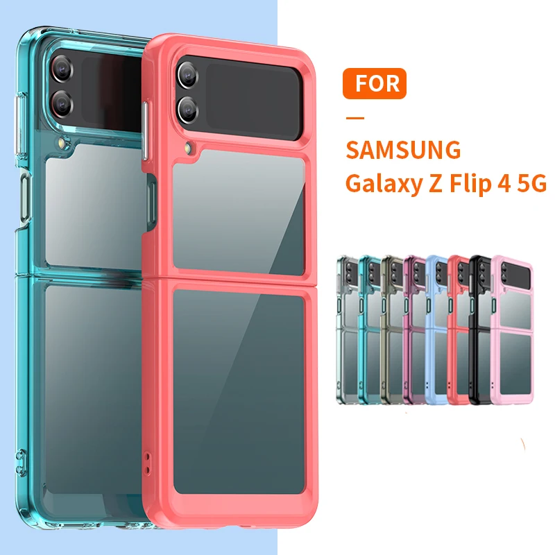 

For Cover Samsung Z Flip 4 Case Samsung Galaxy Z Flip 4 5G Capas Back Transparent Colour Clear For Fundas Samsung Z Flip4 Flip 4