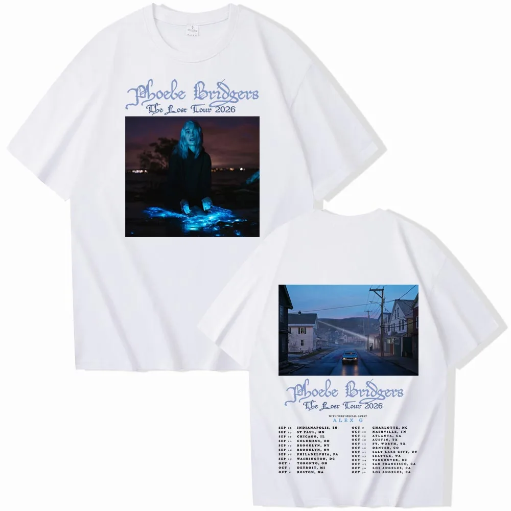 Фото Футболка Phoebe Bridgers The Lost Tour 2026 для мужчин и женщин, повседневная рубашка с короткими рукавами и круглым вырезом в стиле Харадзюку №2