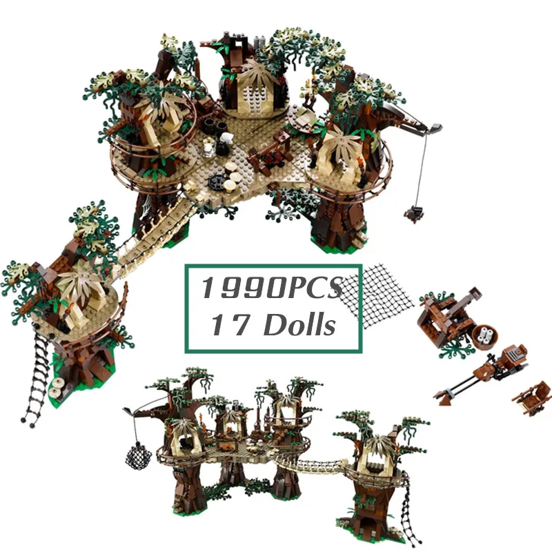 

1990PCS Fit 10236 Stars Plan Space Wars Ewok Village Mini Dolls Toys Figures Building Blocks Bricks Toy Kids Birthday Gift Boys