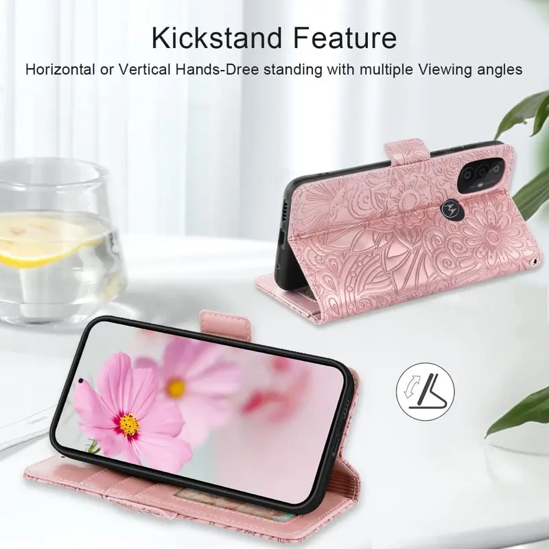 for Moto G Power 2022 Wallet Case,Mandala Floral  Folio Flip Wristlet Shockproof Protective ID Credit Card Slots Holder Phone Co