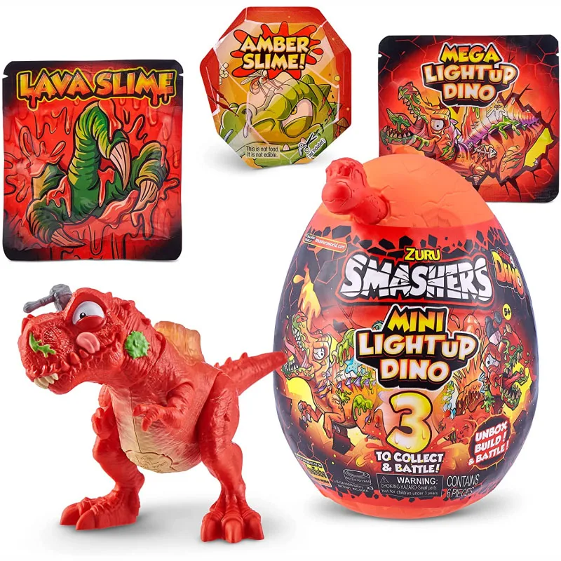 Zuru Smashers Dino Mini Light-Up T-Rex Egg Collect Dinosaur Doll Accessories Surprise Blind Box Spinosaurus Stegosaurus Kids Toy |
