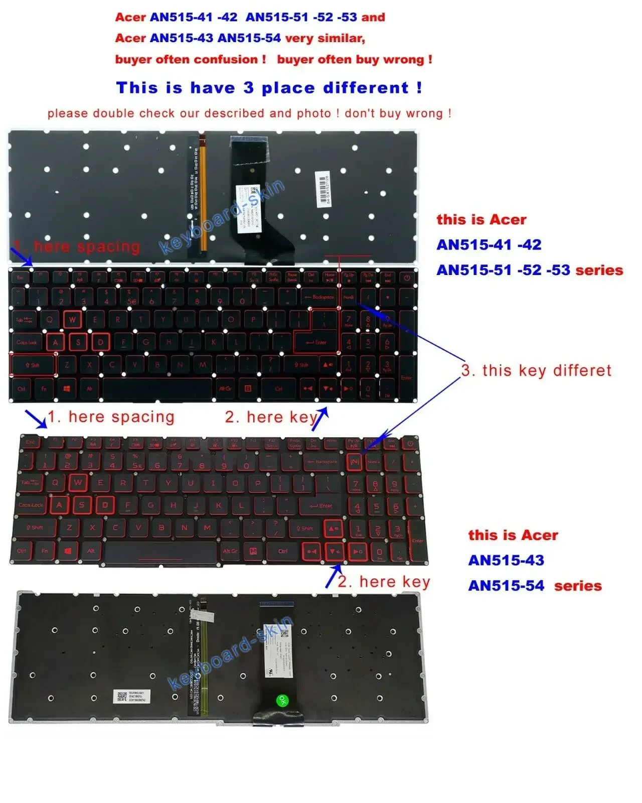 Клавиатура с подсветкой США для ноутбука Acer Nitro AN515-54 AN515-43 AN517-51 AN715-51 N20C2 N18C3 N18C4