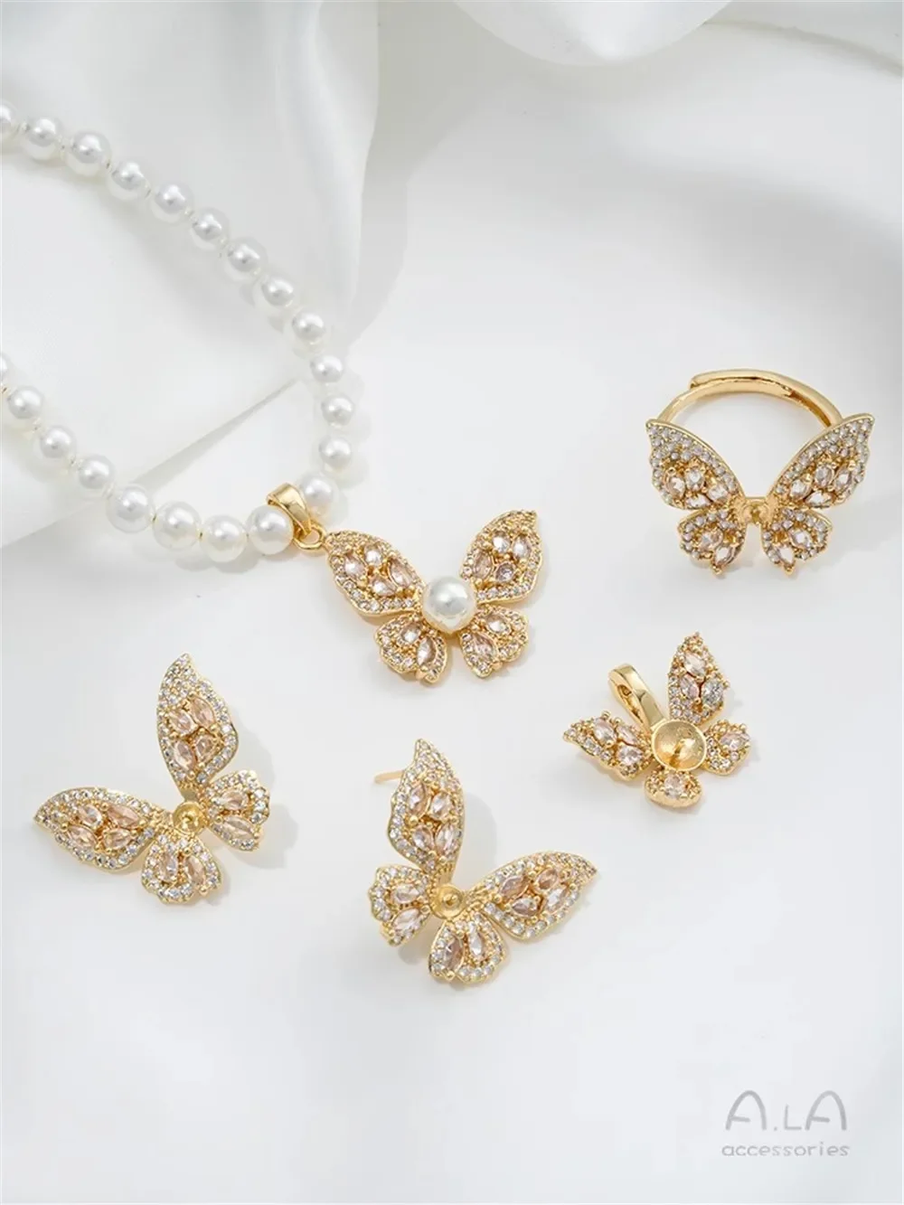 14-каратное золото с микроинкрустацией цирконом держатель для бусин