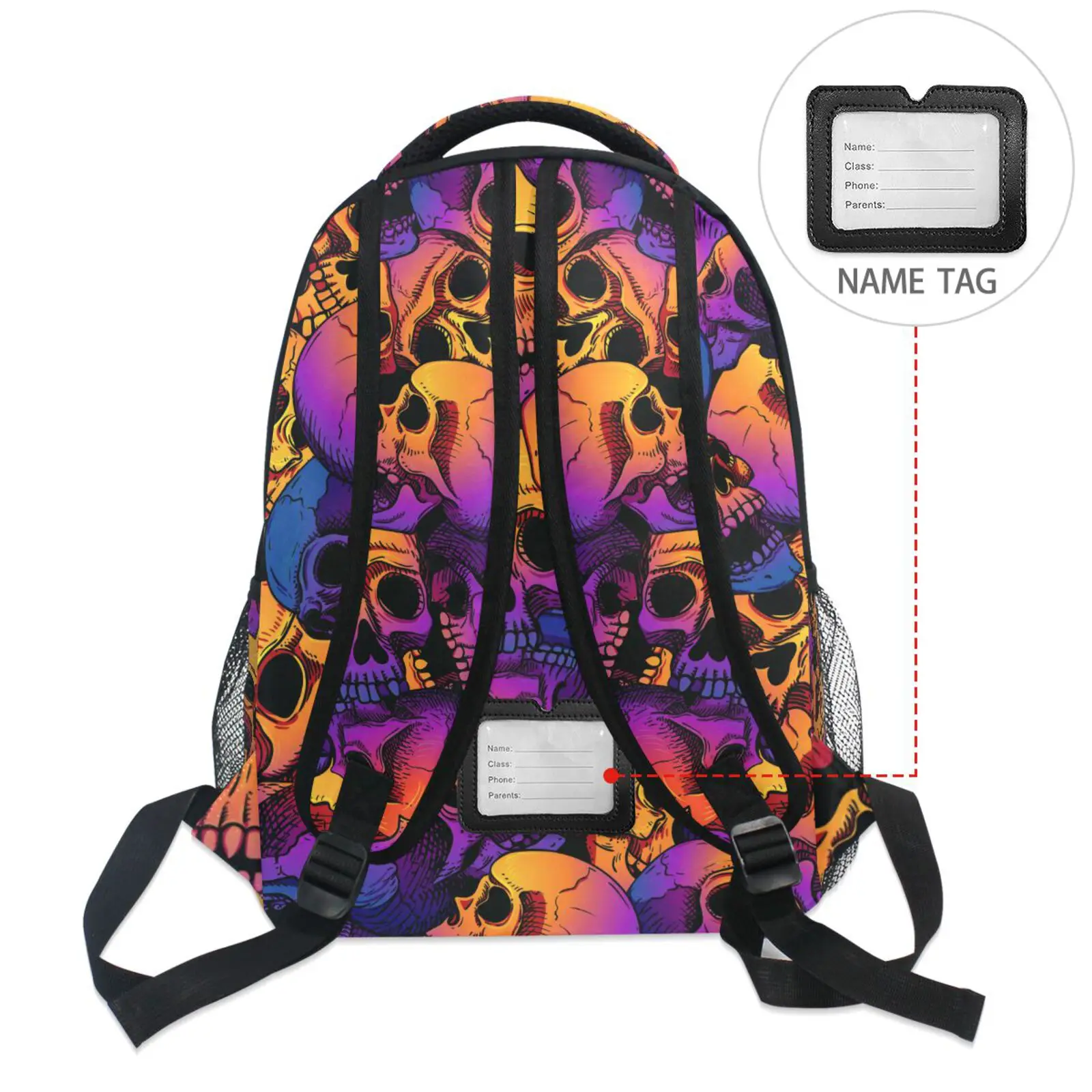 Large Schoolbag Student School Backpack Skull Printed Waterproof Bagpack Primary School Book Bags For teenage Girls kids mochila