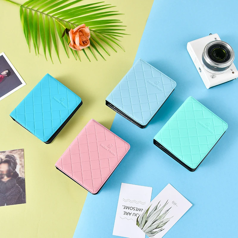 

1pcs Photo Album Rhombus Three-inch PU Album Loose-leaf Album Multicolored Macaronringer Diamond Palm Treasure Card Bag