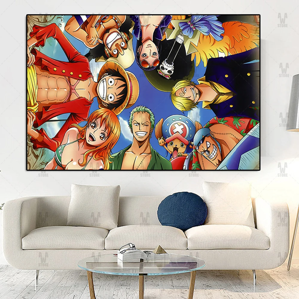 

Japanese One Piece Anime Character Poster And Print Comic Luffy Zoro Canvas Painting Wall Art Mural Living Room Home Decoration