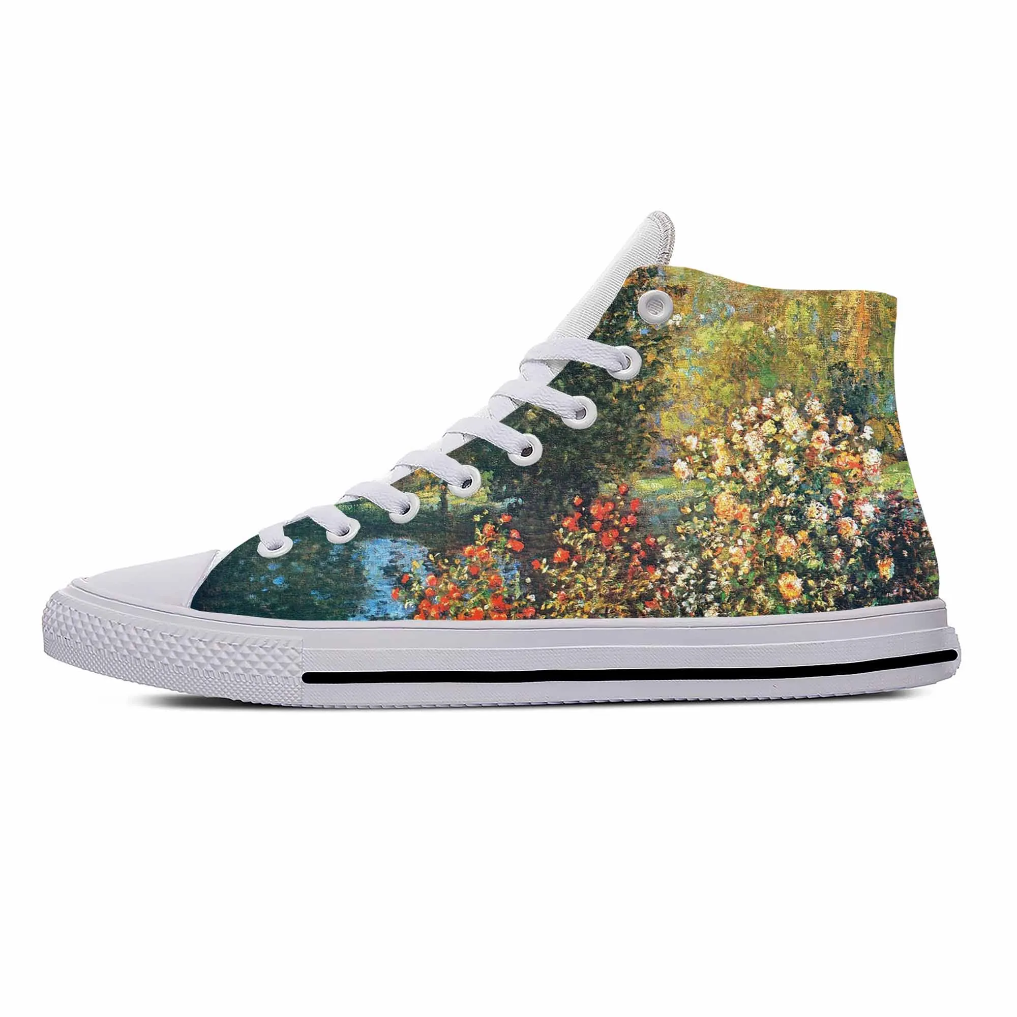 

Hot Claude Monet Water Lily Pond Oil Painting Fashion Casual Cloth Shoes High Top Board Shoes Lightweight Men Women Sneakers