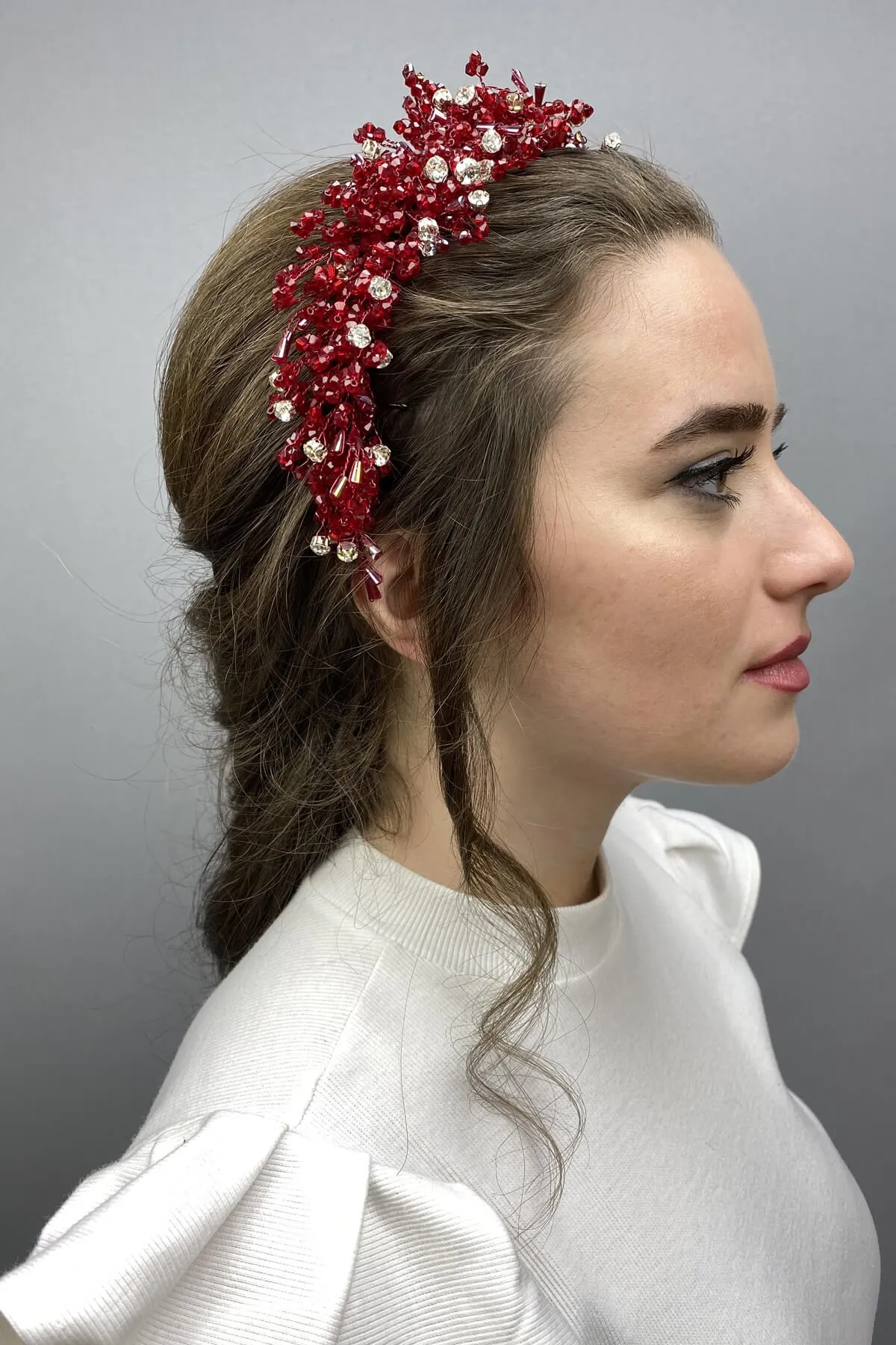 Claret Red Rastaban Crystal Stone Henna and Bridal Crown