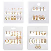 new gold korean trendy geometirc butterfly pearl earrings set for women star round gold hoop earrings brincos jewelry gift