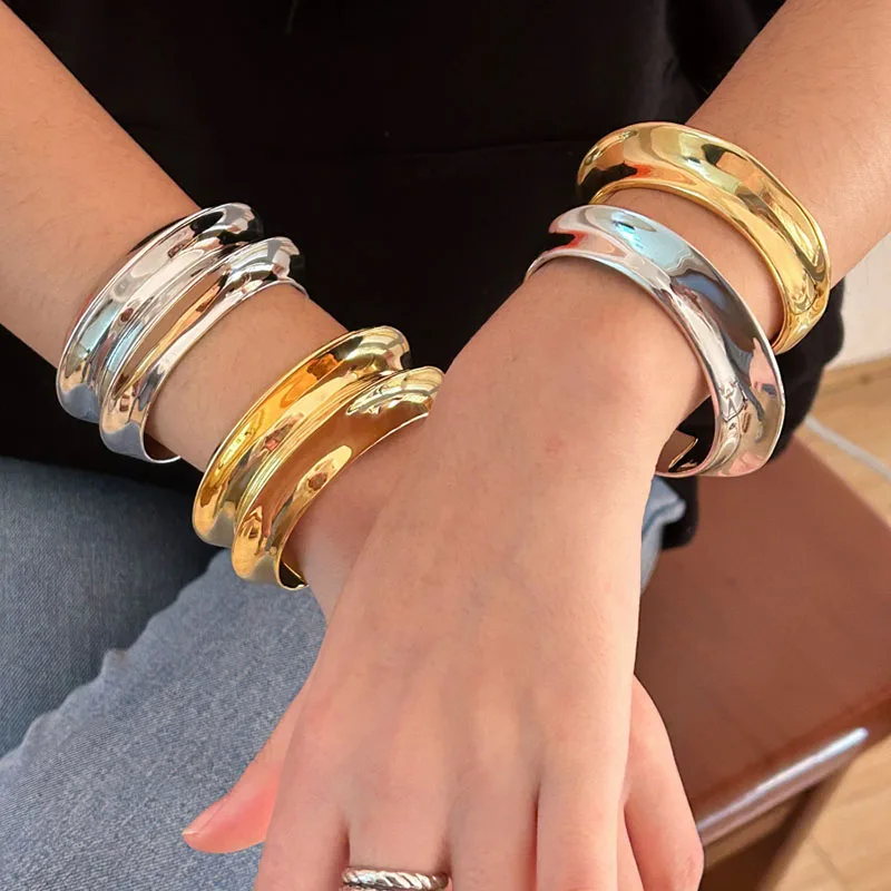 

Flying saucer chunky bangles for women bol statement open cuff bangles winter hardware minimalist jewelry new arrival